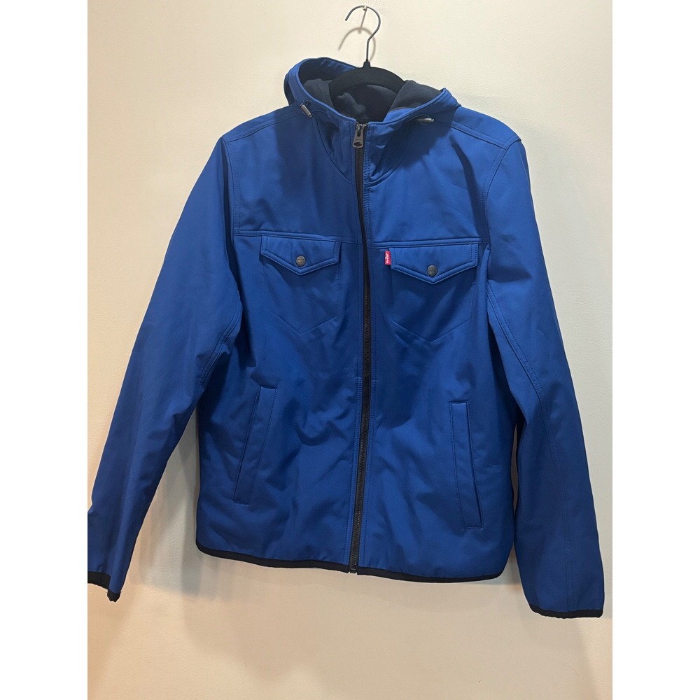 Levi's Mens Blue Softshell Hooded Trucker Jacket M Full Zip Lightweight